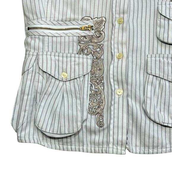 3J Workshop Johnny Was Button Front Embroidered Cargo Pocket Shirt Small - Picture 8 of 13